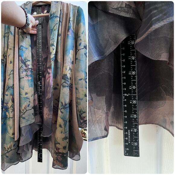 Soft Surroundings Tea Garden Toppers Contrast Panels Waterfall Duster Size Small - Picture 5 of 11